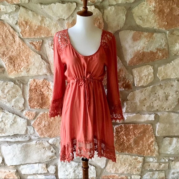 Anthropologie Dresses & Skirts - Anthropologie Maude Orange Crochet Trim Tunic